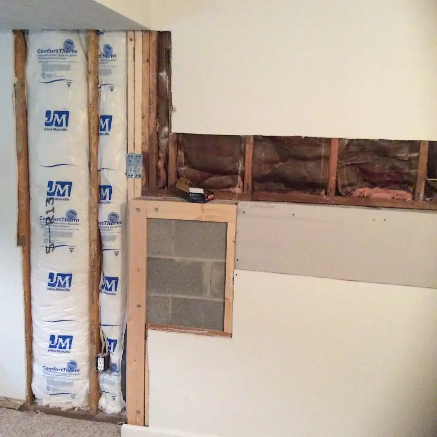 Wall insulation replacement during Basement Flood Cleanup in Warrenton